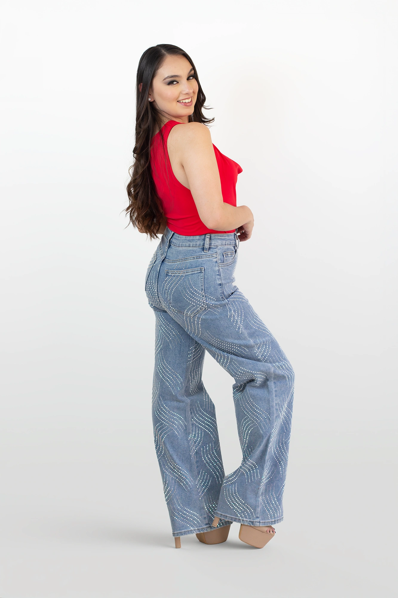 Top de punto con mangas globo