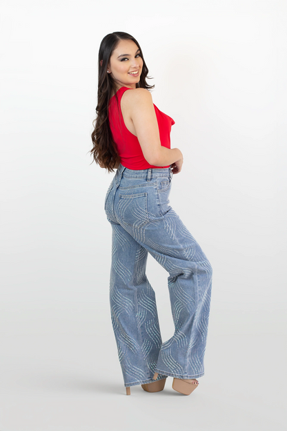 Top de punto con mangas globo